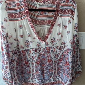 Joie paisley red white & blue blouse